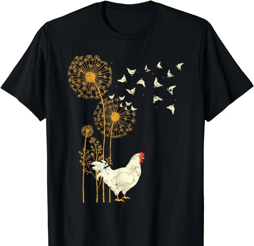 

Black Chicken Themed Creative T-Shirts Nature Style Animal Lover Whimsical Creative Casual Short Sleeve Tops - Men s Summer C... S разноцветный
