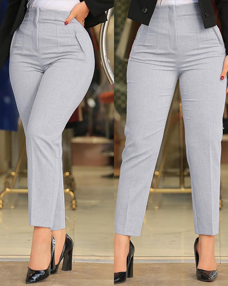 2024 Spring/Summer Women's Casual Slim Fit Versatile Nine-Point Commuting Suit Pants
