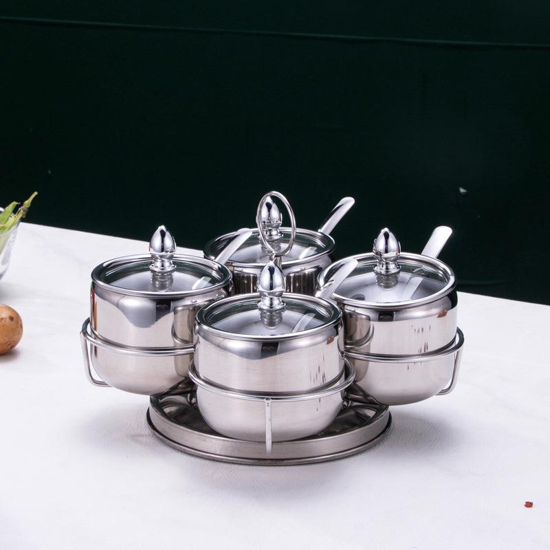 304 Stainless Steel Spice Jar Set - Korean Style Condiment Jars for Home, Cafeteria, Hotel