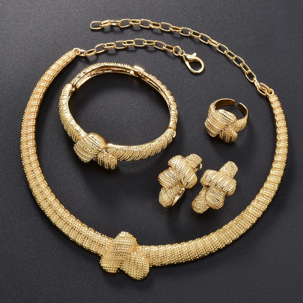 Gypsy Star Necklace Bracelet Earrings Ring Middle East Women's Banquet Jewelry Set