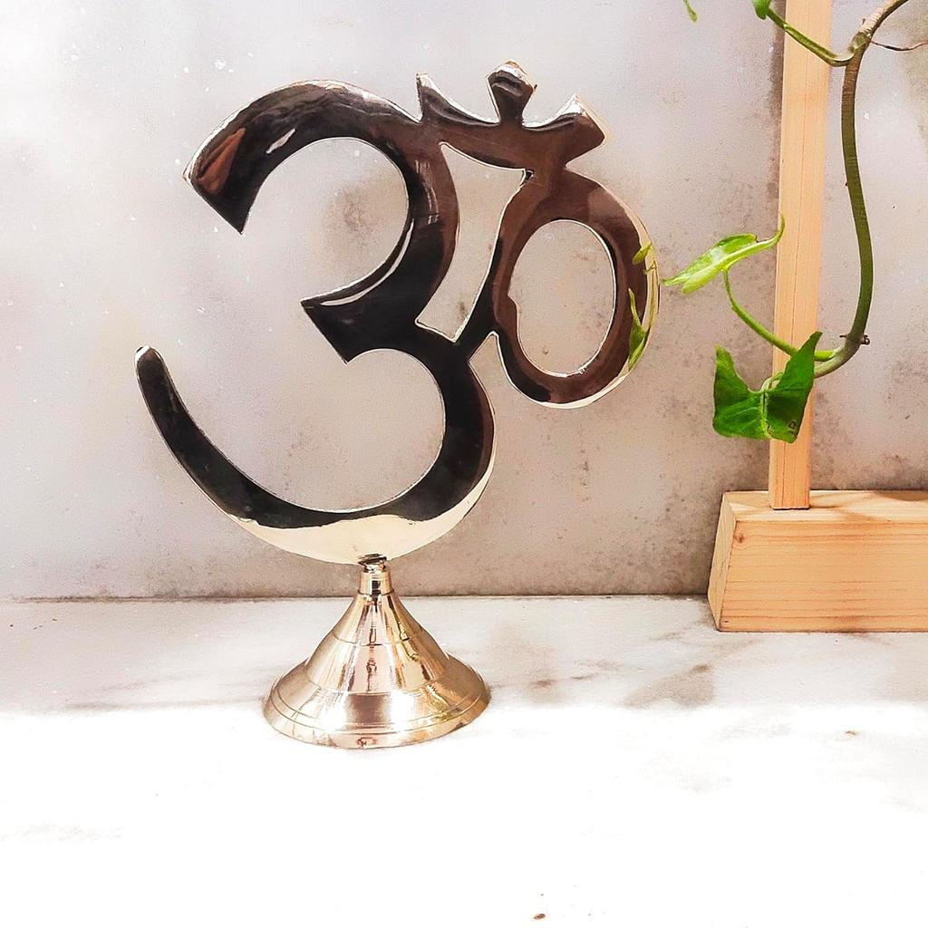 Pure Brass Religious Om Symbol Statue, Home Decoration, Om Idol, Gold Color