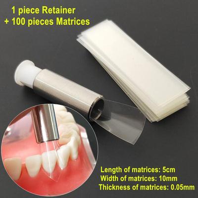 100 pz/scatola Denti Dentali Corona Trasparente Strisce Dentali Matrici Cervicali Matrice Dentale Ortodontico Sezionale Sagomato Matrice