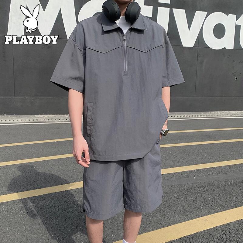 

Playboy Men s Ice Silk Short Sleeve Sport Set L