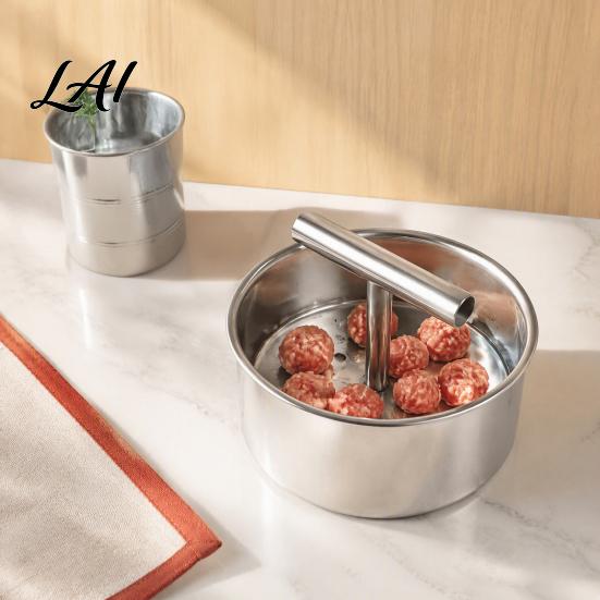 Manual Meatball Presser 2Pcs Stainless Steel Maker Meat Ball Press Tool for Homemade Beef Nonstick Shaper Pork Fish Balls Kitchen Cooking