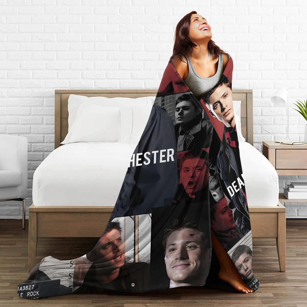 Jensen Ackles Flannel Blanket Winter Dean Winchester  Super Warm Throw Blanket for Children Couch Bed Novelty Bedspread