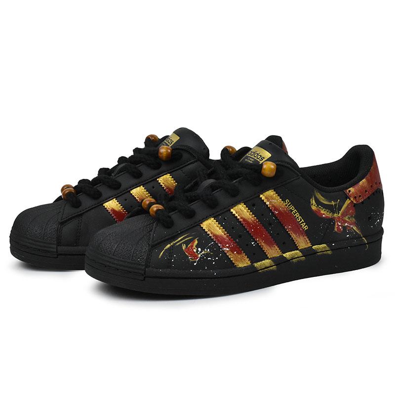 adidas Originals SUPERSTAR Low Top Skateboard Shoes Unisex Black Red Gold EG4959(Team96-)