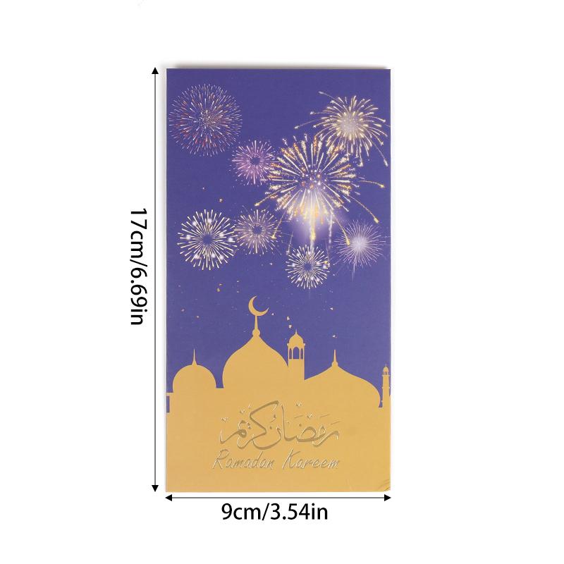 6 stk Eid Mubarak Kontantkonvolutter Penger Kort Ramadan Måne Slott Dekorasjon 2025 Islamsk Muslimsk Eid Al-fitr Invitasjonsrekvisitter