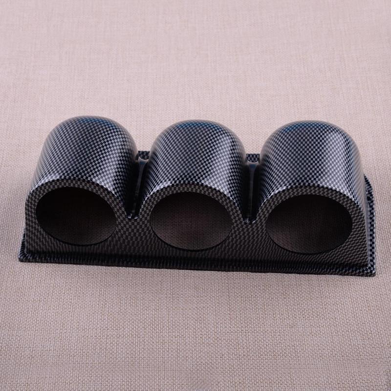 Universal Carbon Fiber Texture 2  52mm 3 Triple Holes Dash Car Gauge Meter Pod Mount Holder