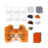 DIY Therian Masken-Set mit Filzstoffbogen Plüsch Kunstfell Augennetz Katzenmaske Blanko Tier-Verkleidungsmaske für Jungen Mädchen