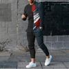Men's Long Sleeve T-shirts and Pants Two Piece Retro Red Geometry Men's Sets Casual Suit