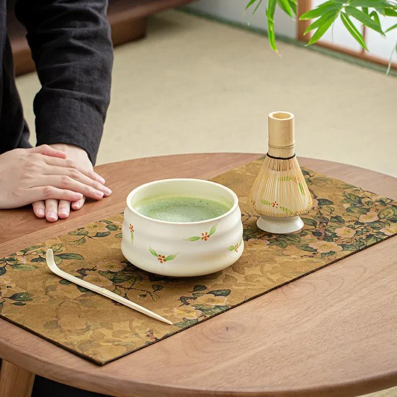 4PCS Matcha Tea Set Tool Stand Kit Ceramic Bowl Whisk Scoop Gift Ceremony Traditional Japanese Accessories Matcha Blender Set