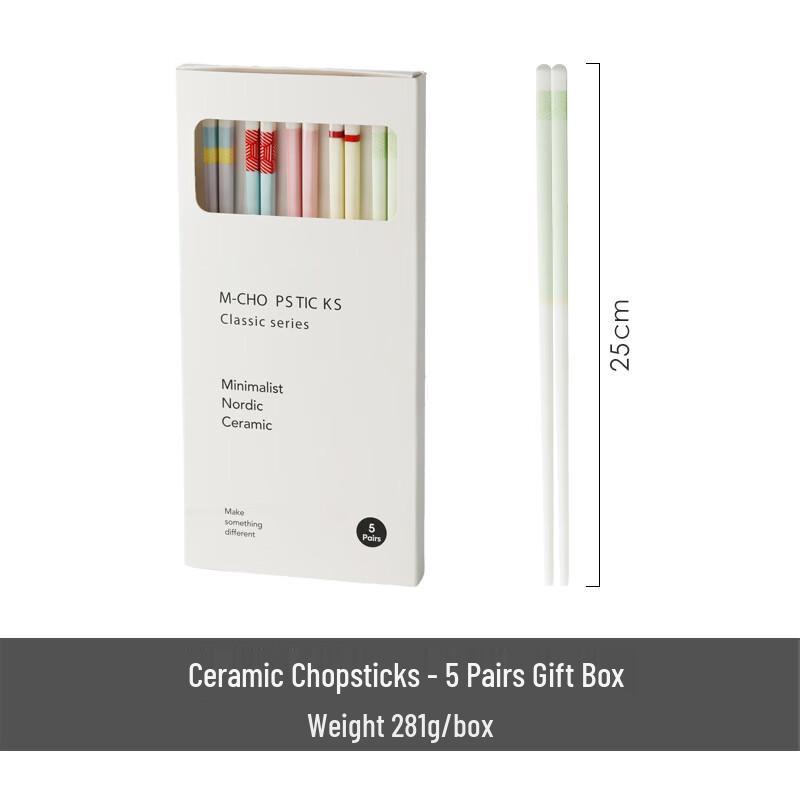 

ZISIZ Girly Color-Block Ceramic Spoon & Chopstick Set