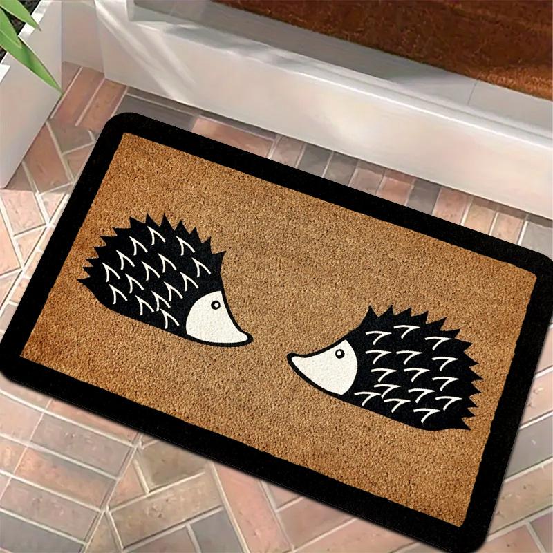 Nordic Style Double Hedgehog Print Flannel Rug Non-Slip Absorbent Large Area Carpet for Living Room Sofa Bedroom Home Decor