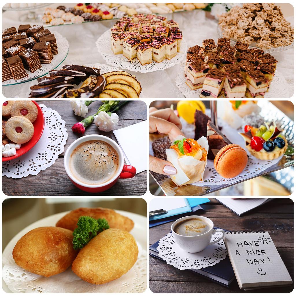 50/100/200pcs Lace Paper Doilies Round Disposable Decorative Paper Placemats Hollow Flower Absorbing Papers for Cakes Desserts