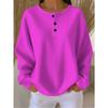 Henley Collar Standard Size Women'S Waffle Long Sleeve Casual T-Shirt, Pure Pink, Soft Skin-Friendly Breathable Fabric