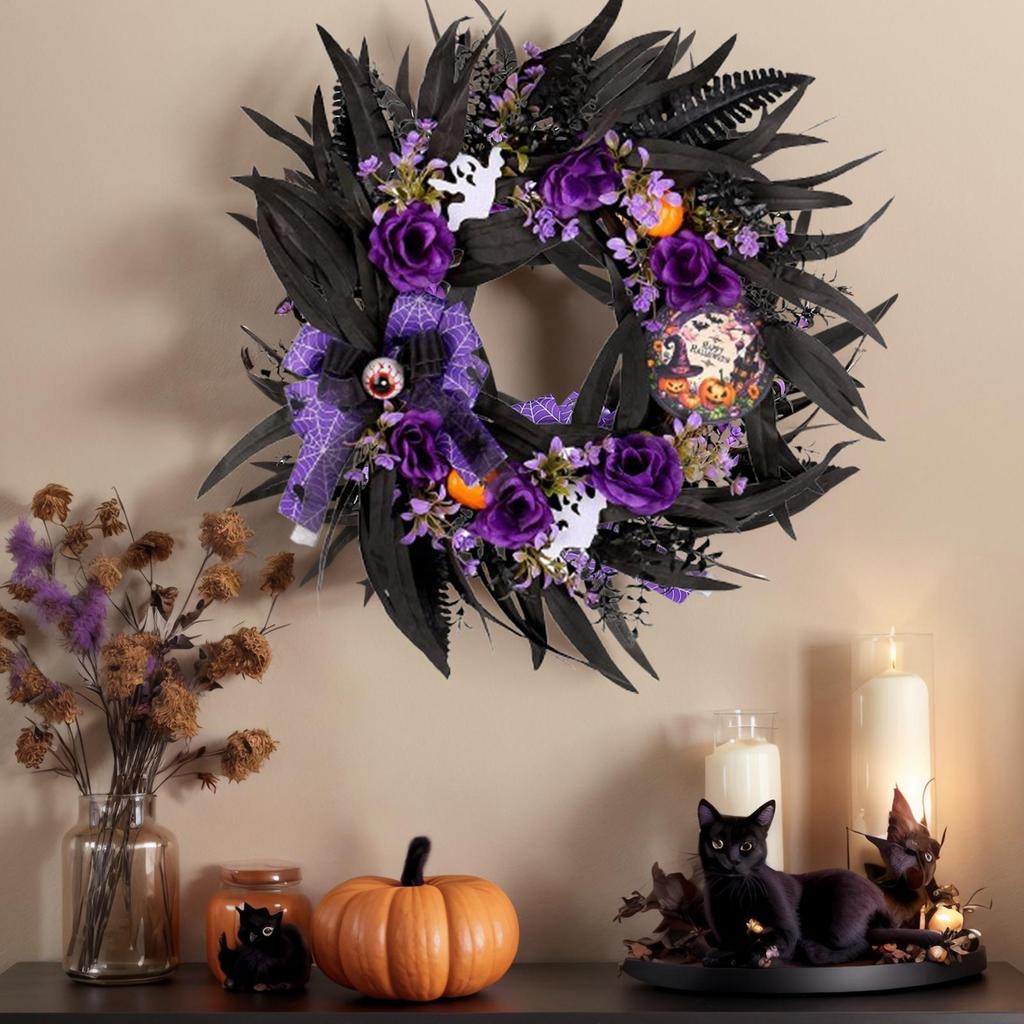 Halloween Wreath Spooky Halloween Decoration Wreath dead branch vine circle door hanging decoration for Porch Entrance