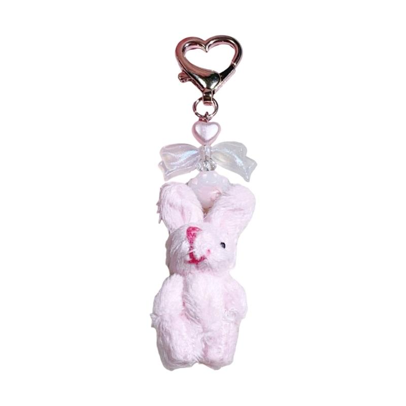 Lovely Rabbit Keychain Bowknot Keyring Bag Charm Keys Holder for Women Couple Gift for Backpack Car Decoration