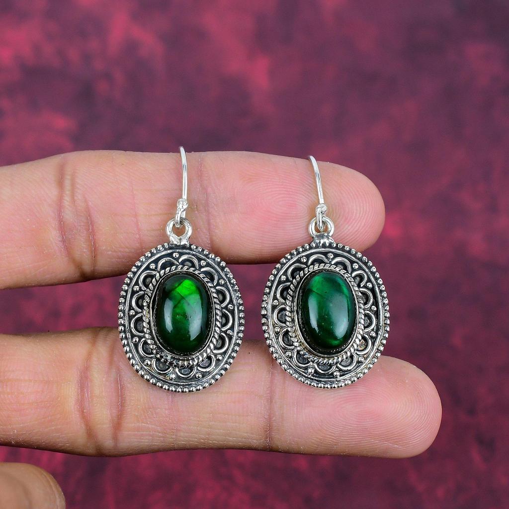 Green Flash Labradorite 925 Solid Sterling Silver Earrings, Handmade Gemstone Earrings Jewelry, Gifts For Wife Brand New Earrings