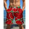 Men's Lightweight Beach Shorts with 3D Watermelon Design - Casual Summer Shorts