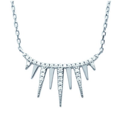 [N6232] - Silver Necklace 'Sissi' White (rhodium Plated) - 22x13 Mm