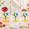 Handcrafted Glass Goblet with Hummingbird Ornament Decorative