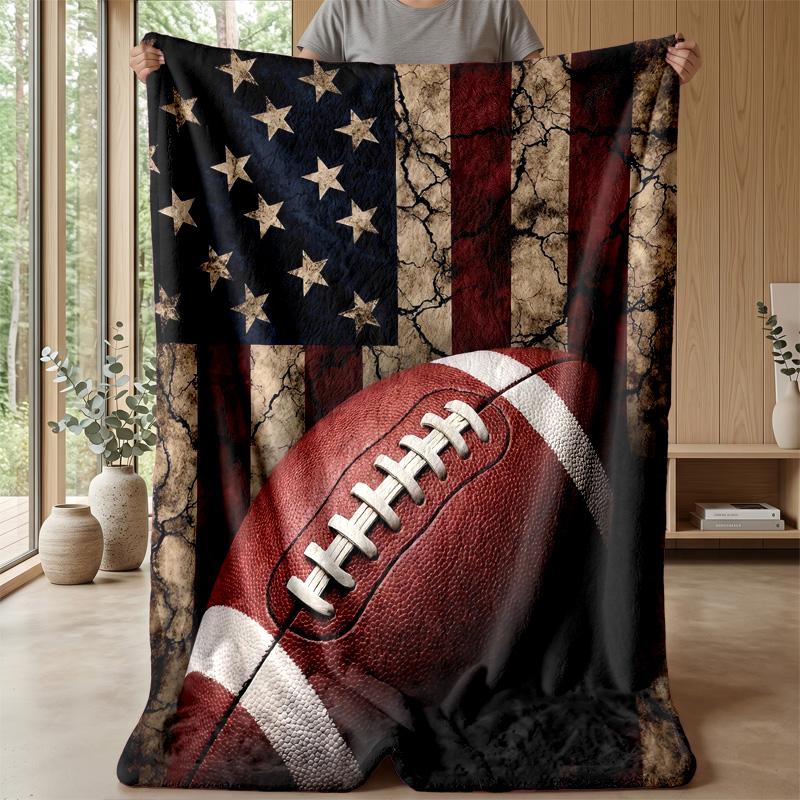 American Football and Lightning blanket Personalized Name Flannel Blanket Soft Cozy Plush Throw for Sofa Bed Lightweight Home Decor
