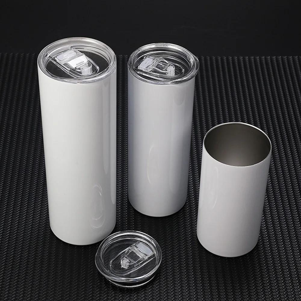 20OZ Sublimation Straight Cup Stainless Steel Tumbler Coffee Mug with Straw Vacuum Flasks DIY Insulated Thermos Water Bottles