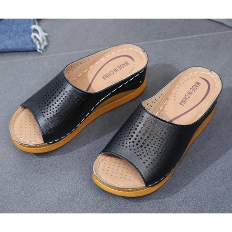 Comemore Summer Women Slippers New Open Toe Retro Breathable Womens Sandals Wedge Slip On Female Women Slides Platform  Footwear