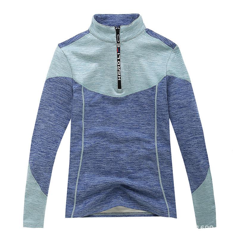Women's Quick-Dry Fleece-Lined Long-Sleeve Running Shirt with Stand-Up Collar