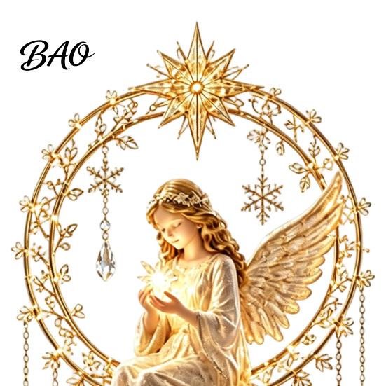 Christmas Gift for Home Angel Tree Topper, Acrylic Winged Treetop Ornament with Holiday Spring Base Xmas Tree, Party Decor Vintage Style