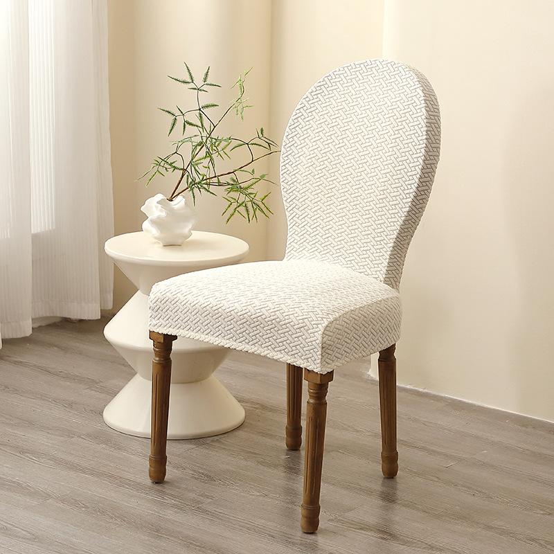 2pcs Oval Dining Table Chair Cover Stretch Backrest Round Back Dining Chair Cover Jacquard Chair Case Seat Cover for Home Hotel