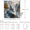 White Tiger Animal Printed Shower Curtain Cool Majestic Wildlife Artwork For Modern Bathroom Decor
