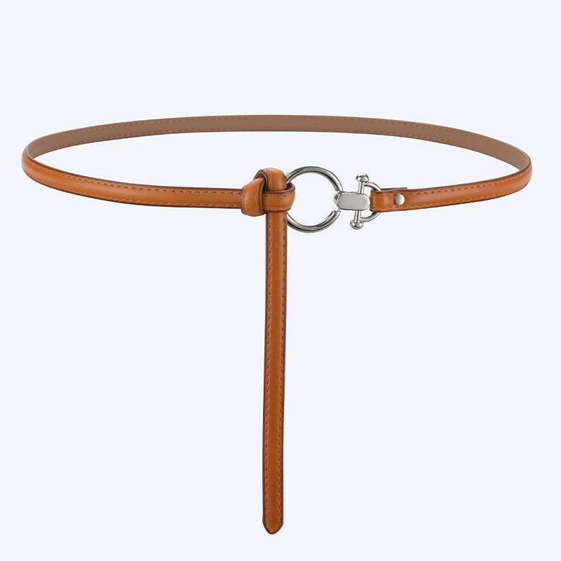 Knyttet Tynt Belte Dame Dekorativ Kjole Enkelt Ekte Lær Moteabelt Belte Allsidig Midjekjede Koreansk Stil Ekstern Match for Kvinner