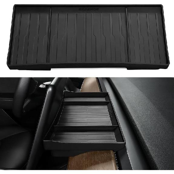 BASENOR Tesla Model Y Model 3 Center Console Behind Screen Storage Box, Dashboard Hidden Organizer Tray Sunglasses Holder For 2017- Model 3 -2024
