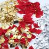 240/12PCS Mini Christmas Bow Ornaments Red Gold Xmas Tree Hanging Pendant DIY Craft New Year Home Party Decoration Bowknot Gifts