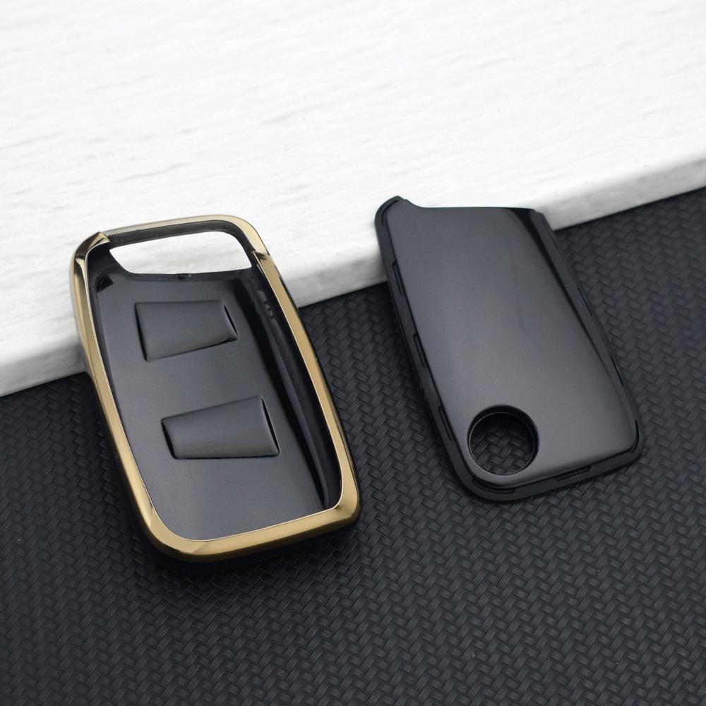 Car Key Case Shell for VW Volkswagen Passat B8 Magotan Skoda Superb A7 Kodiaq Seat Models Golden Line 3 Buttons Protective Case