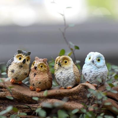 Miniaturní roztomilé sovy Pohádkové zahradní terárium Figurka Dekor Bonsai ,5x2,5cm Ozdoby na stůl 4ks BAL