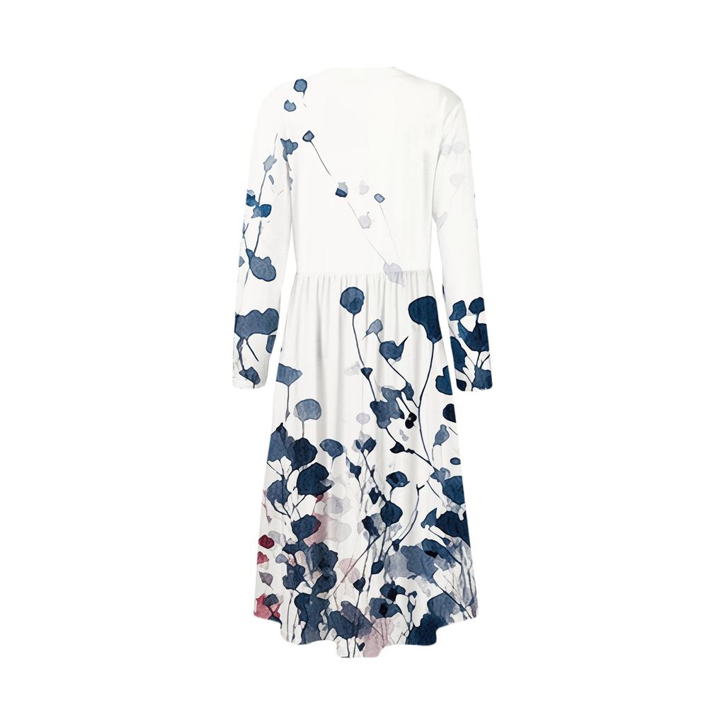 Rochie de Modă pentru Femei Primăvară Decolteu în V Rochie cu Mânecă Lungă