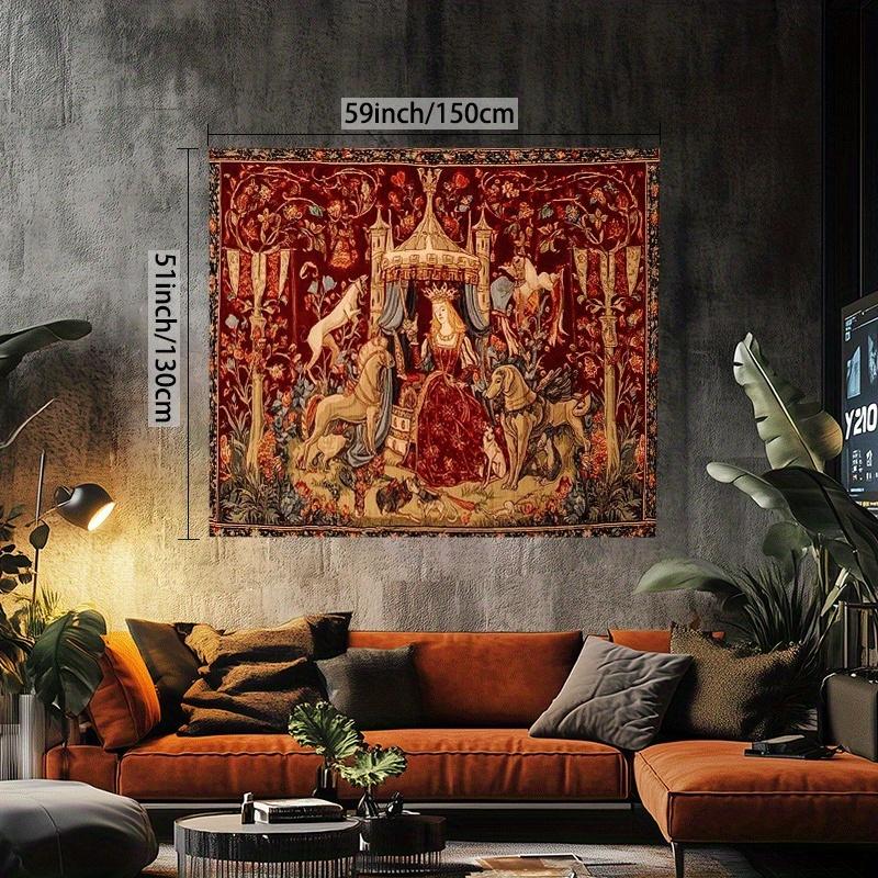 VIKAMA Medieval Fantasy Tapestry Gothic Castle and Dragon Wall Hanging Suitable for Living Rooms Dorm Rooms and Game Rooms 74x94cm(29x37in)