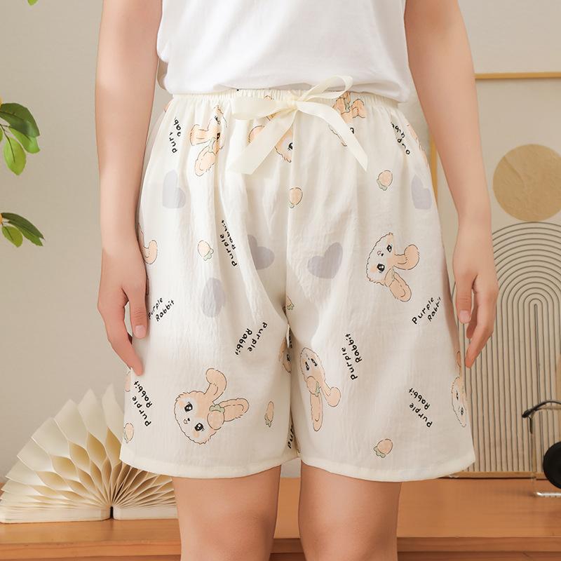 Home pants cartoon beach pants pajama pants cloud cotton shorts loose and thin casual summer can be worn outside the new high waist