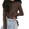 Women's White Half-Turtleneck Slim Long-Sleeve Shirt for Autumn/Winter