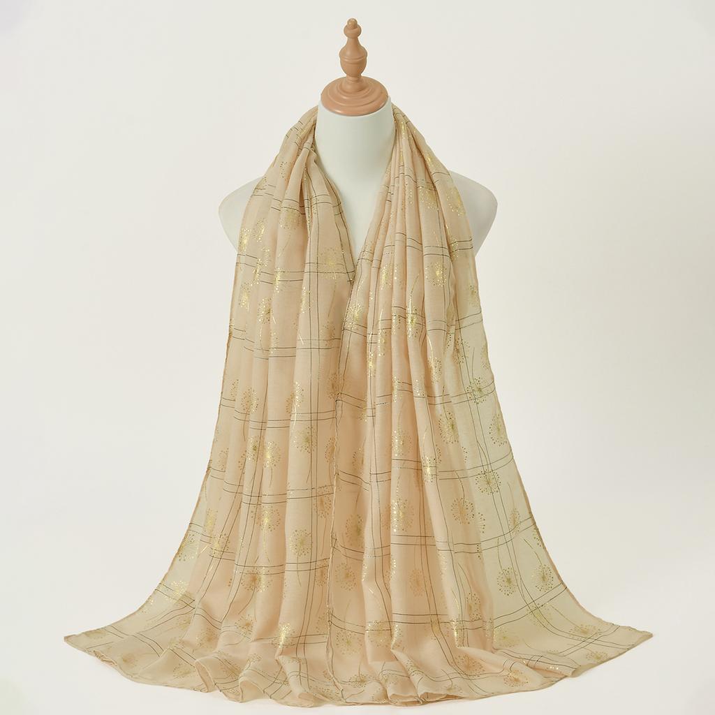 Bronzing Dandelion Cotton Hijab Scarf For Muslim Woman Hijabs Shawl Viscose Soft Headband Ethnic Islam Turban Female Headscarf