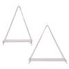 2pcs Wooden Wall Storage Rack Sling Rope Hanging Plant Flower Pot Shelves Home Decorations