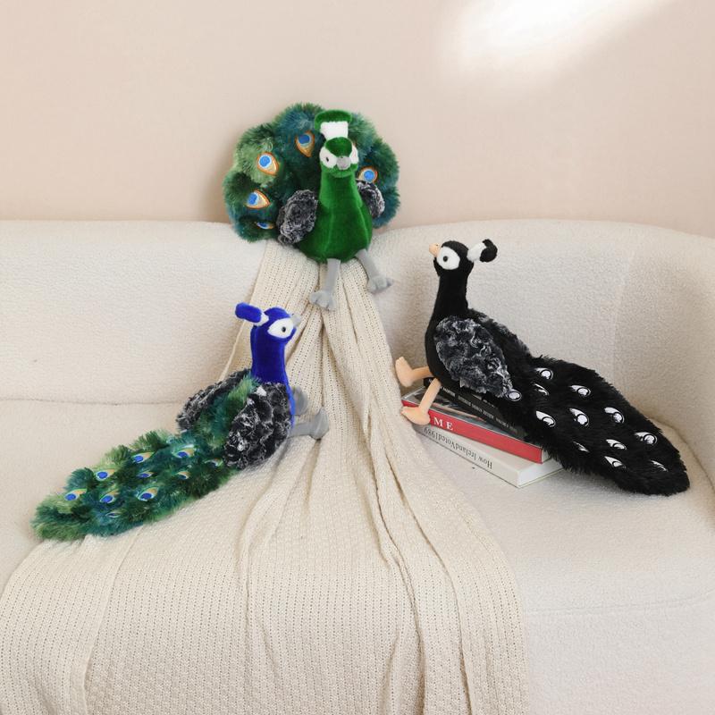 Peacock Plush Toy Peacock Toys Black and White Peacock Peacock Toy with Open Screen Toys for Peacock Enthusiasts Animal Lovers