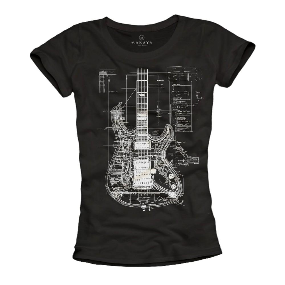 Guitar Shirt Ladies Music Gifts for Female Musicians Electric Guitar Vintage Print Unisex T-Shirt XXXL