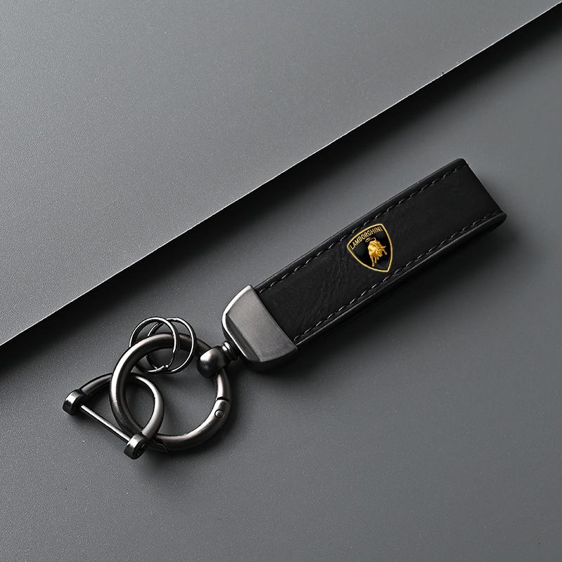 Leather Zinc Alloy Suede Car Keychain Ring Vintage Key Chain For Lamborghini Urus Huracan Aventador Premium Auto Accessories