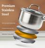 KOCH SYSTEME CS Stainless Steel Frying Pan Set, 1QT/ 2QT/ 3QT 3-piece Set with Non-stick Coating, Easy To Clean, Oven-safe