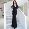 Grey Sequined Evening Dress Women's 1011 New Noble Temperament Fishtail High-end Celebrity Banquet Host Fishtail Skirt