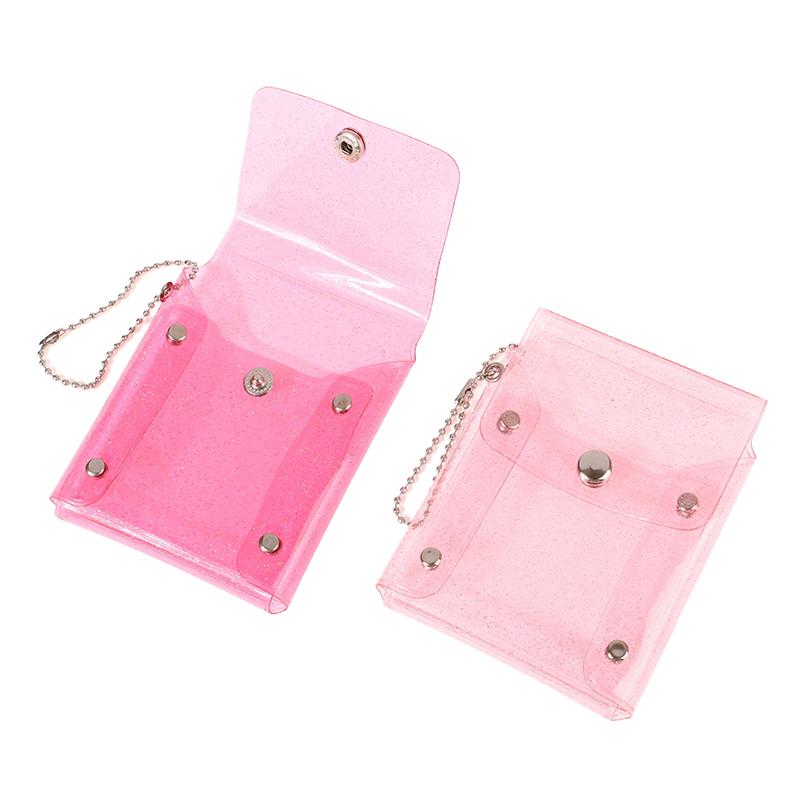 Glitter Transparent Coin Purse Pvc Photo Card Wallet For Girls Clear Mini Hasp Change Pouch Keychain