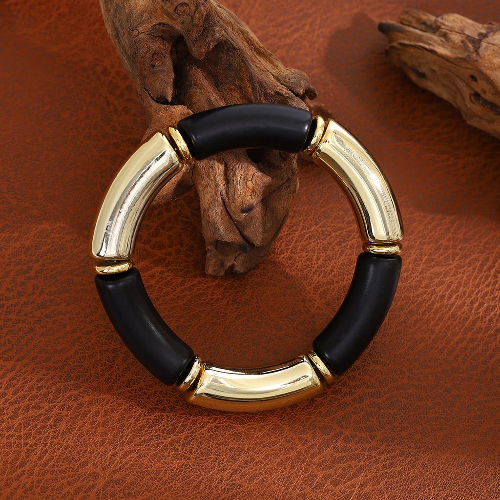 Fashion Personalized New Product Pleated Texture Pipe Bend Bracelet Curved Bamboo Tube Multi-Color Retro Marble Pattern Bracelet